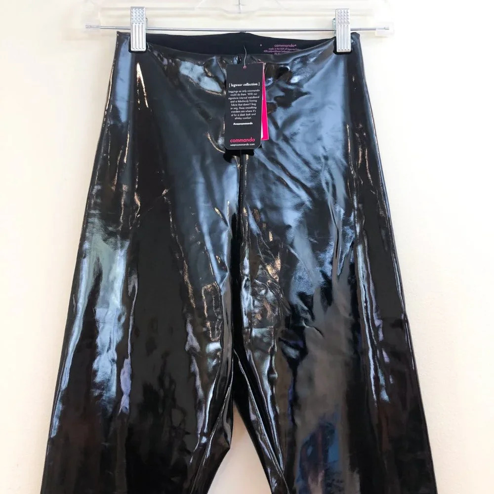 Commando Faux Leather Black Shine High Waist Classic Compression Leggings S NWT - Picture 4 of 9